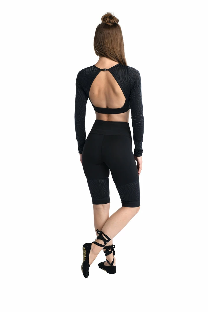 Danshuz DanzNmotion Womens Dance Crop Top Long Sleeve Zebra Mesh Style Belly Dance Bras 2 Danshuz DanzNmotion Womens Dance Crop Top Long Sleeve Zebra Mesh Style Belly Dance Bras