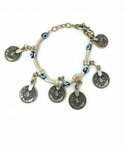 Miss Belly Dance JEWELRY & ACCESSORIES Belly Dance Evil Eye Beaded Anklet With Coins