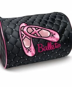 DansBagz By Danshuz Girl's Quilted Rhinestone Ballet Duffel Bag, Black, Hot Pink