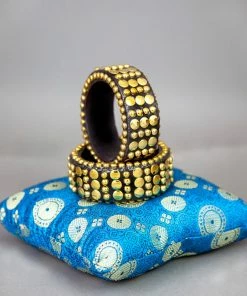 Miss Belly Dance 1.25" Wood Bangle With Nail Heads JEWELRY & ACCESSORIES