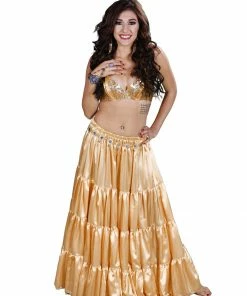 Miss Belly Dance Belly Dance Golden Skirt, Bra & Belt Costume Set | Princess Of Raqs