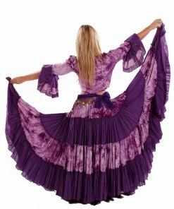 MissBellyDance Top & Skirt Sets Belly Dance 25 Yard Patterned Skirt, Top & Hip Scarf Costume Set | BATIK AND BELLY