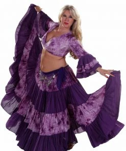 MissBellyDance Top & Skirt Sets Belly Dance 25 Yard Patterned Skirt, Top & Hip Scarf Costume Set | BATIK AND BELLY
