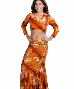 MissBellyDance Belly Dance Mermaid Skirt, Top & Belt Costume Set | Sophisticated Shimmy
