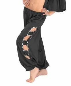 Miss Belly Dance Belly Dance Satin Harem Pants With Side Cut-Outs | SOLASOLEI BOTTOMS