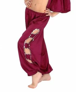 Miss Belly Dance Belly Dance Satin Harem Pants With Side Cut-Outs | SOLASOLEI BOTTOMS