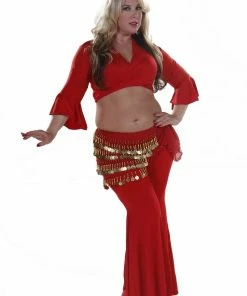 Miss Belly Dance Belly Dance Plus Sized Lycra Harem Pants, Top & Hip Scarf Costume Set | Raqs Choli