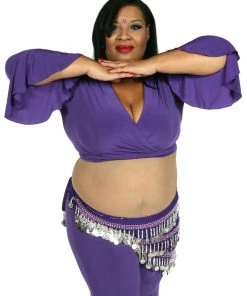 Miss Belly Dance Belly Dance Plus Sized Lycra Harem Pants, Top & Hip Scarf Costume Set | Raqs Choli