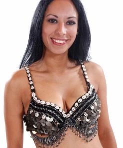 Miss Belly Dance TOPS Belly Dance Tribal Bra With Shells | Cowrie & Coin Bra Top