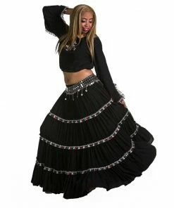 Miss Belly Dance Belly Dance Black 25 Yard Tassel Skirt | FESTIVAL FUN