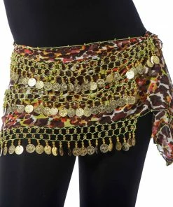 Miss Belly Dance Belly Dance 3 Straight Row Patterned Hip Scarf | URBANA RAQS