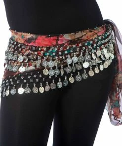 Miss Belly Dance Belly Dance 3 Straight Row Patterned Hip Scarf | URBANA RAQS