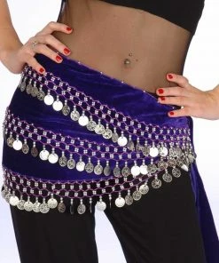 Miss Belly Dance Belly Dance 3 Straight Rows Velvet Hip Scarf | VOLITAL BOTTOMS