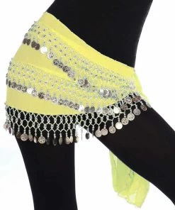 Miss Belly Dance Belly Dance Chiffon 3 Straight Rows Hip Scarf | TURKISTANI BOTTOMS