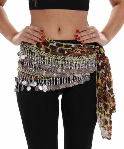 Miss Belly Dance BOTTOMS Belly Dance Chiffon 4 Straight Row Patterned Hip Scarf | DAZZLING DOTS