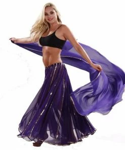 Miss Belly Dance Belly Dance Chiffon Full Circular Skirt & Veil Costume Set | LUXOR BOTTOMS