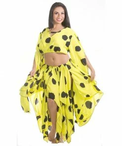 Miss Belly Dance BELLY DANCE COSTUMES Belly Dance Chiffon Polka Dot Skirt, Top, & Coined Belt | SPRITE