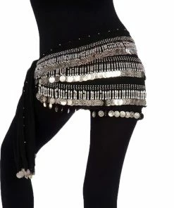 Miss Belly Dance Belly Dance Chiffon Rectangular 4 Straight Rows Teardrop Hip Scarf | BELADI BOTTOMS