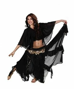 Miss Belly Dance BELLY DANCE COSTUMES Belly Dance Chiffon Skirt, Top, & Hip Scarf Costume Set | TOURE JAMILA