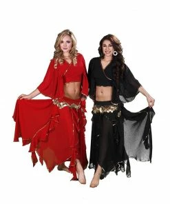 Miss Belly Dance BELLY DANCE COSTUMES Belly Dance Chiffon Skirt, Top, & Hip Scarf Costume Set | TOURE JAMILA