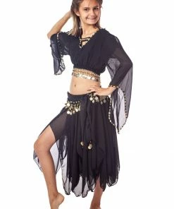 Miss Belly Dance Belly Dance Child Coin Top With Long Skirt & Hip Scarf | JUST DREAMING BELLY DANCE COSTUMES