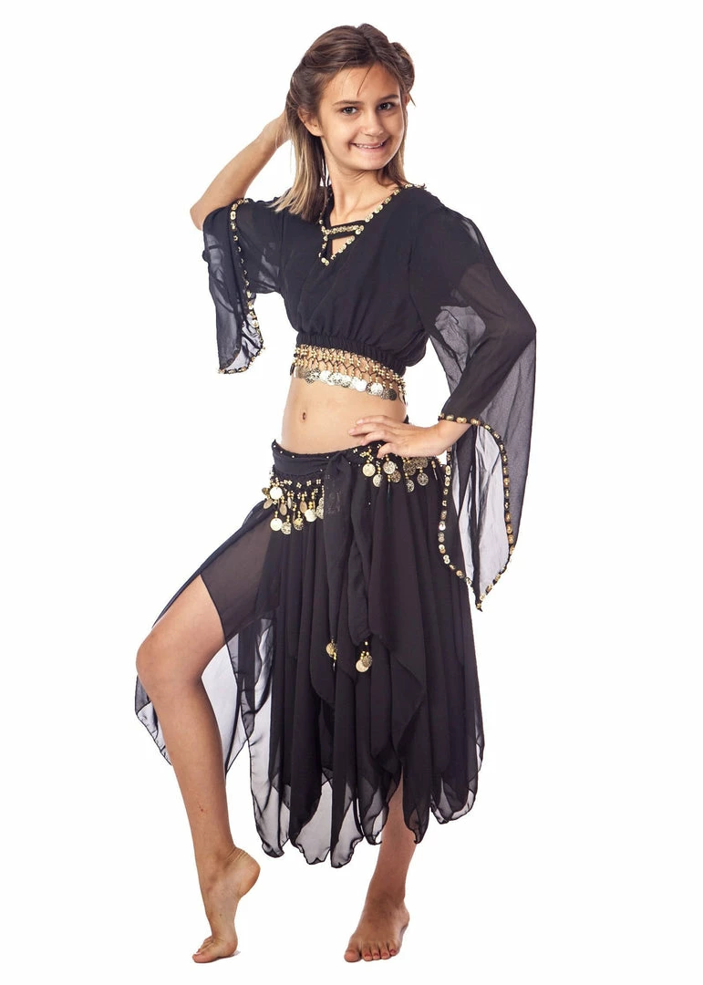 Miss Belly Dance Belly Dance Child Coin Top With Long Skirt & Hip Scarf | JUST DREAMING BELLY DANCE COSTUMES 1 Miss Belly Dance Belly Dance Child Coin Top With Long Skirt & Hip Scarf | JUST DREAMING BELLY DANCE COSTUMES