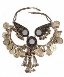 Miss Belly Dance Necklaces Belly Dance Coined Tribal Necklace With Mirrors | COINS AND MIRRORS