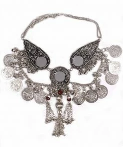 Miss Belly Dance Necklaces Belly Dance Coined Tribal Necklace With Mirrors | COINS AND MIRRORS