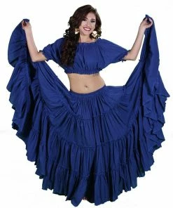 Miss Belly Dance BELLY DANCE COSTUMES Belly Dance Cotton 25yrd Skirt & Top Costume Set | ROMANY & RAQS