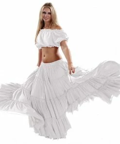 Miss Belly Dance BELLY DANCE COSTUMES Belly Dance Cotton 25yrd Skirt & Top Costume Set | ROMANY & RAQS