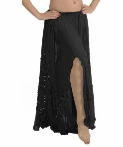 Miss Belly Dance Belly Dance Full Circular Sequined Chiffon Skirt | SEQUINED PANEL BOTTOMS