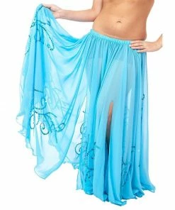 Miss Belly Dance Belly Dance Full Circular Sequined Chiffon Skirt | SEQUINED PANEL BOTTOMS