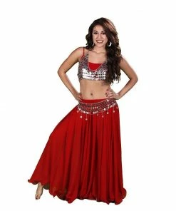 Miss Belly Dance BELLY DANCE COSTUMES Belly Dance Full Circular Skirt, Coin Bra, & Belt Costume Set
