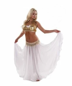 Miss Belly Dance BELLY DANCE COSTUMES Belly Dance Full Circular Skirt, Coin Bra, & Belt Costume Set