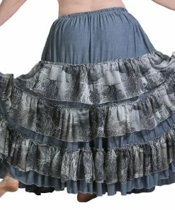 Miss Belly Dance BOTTOMS Belly Dance Grey Ruffled Skirt | FESTIVAL CIEL