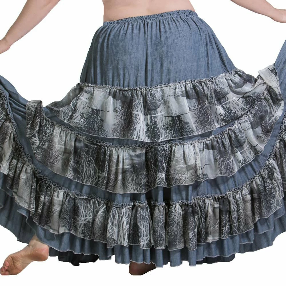Miss Belly Dance BOTTOMS Belly Dance Grey Ruffled Skirt | FESTIVAL CIEL 1 Miss Belly Dance BOTTOMS Belly Dance Grey Ruffled Skirt | FESTIVAL CIEL