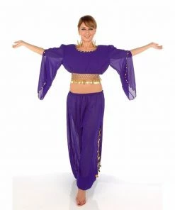 Miss Belly Dance Belly Dance Harem Pant, Hip Scarf, & Bell Sleeve Top Costume Set | SURREAL BELLY DANCE COSTUMES