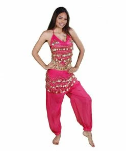 Miss Belly Dance BELLY DANCE COSTUMES Belly Dance Harem Pants, Halter Top, & Hip Scarf Costume Set | THE BELLY DANCER
