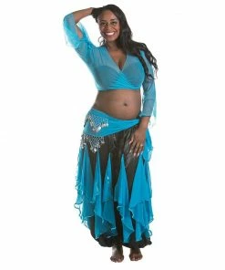 Miss Belly Dance Belly Dance Harem Pants W/ Chiffon Flakes, Choli Top, & Hip Scarf | LAYLAT JAMILA BELLY DANCE COSTUMES