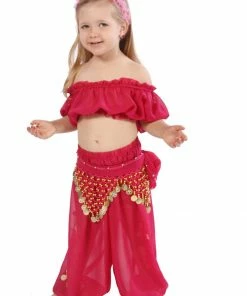 Miss Belly Dance Belly Dance Kid's Chiffon Top, Pants, & Hip Scarf Halloween Costume Set | BELLY BABIES