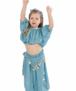 Miss Belly Dance Belly Dance Kid's Chiffon Top, Pants, & Hip Scarf Halloween Costume Set | BELLY BABIES
