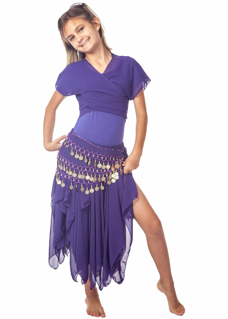 Miss Belly Dance Belly Dance Kid's Skirt, Top & Hip Scarf Costume Set | BINTIBALAD BELLY DANCE COSTUMES 4 Miss Belly Dance Belly Dance Kid's Skirt, Top & Hip Scarf Costume Set | BINTIBALAD BELLY DANCE COSTUMES