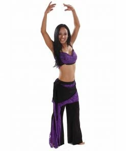 Miss Belly Dance Belly Dance Lace & Lycra Halter Top With Pants Costume Set | LACED UP