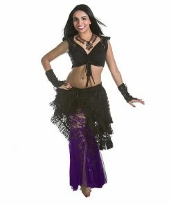 Miss Belly Dance BELLY DANCE COSTUMES Belly Dance Lace Pants, Top, & Bustle Costume Set | EGL BELLE RAQS