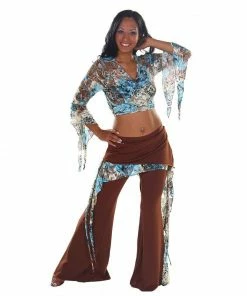 Miss Belly Dance Belly Dance Lace/Lycra Harem Pants & Top Costume Set | TURQUOISE KALIDESCOPE
