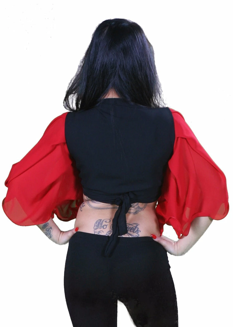 Miss Belly Dance Belly Dance Lycra And Chiffon Bell Sleeve Top | SHEER HAREM TOP 3 Miss Belly Dance Belly Dance Lycra And Chiffon Bell Sleeve Top | SHEER HAREM TOP