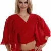 Miss Belly Dance Belly Dance Lycra And Chiffon Bell Sleeve Top | SHEER HAREM TOP