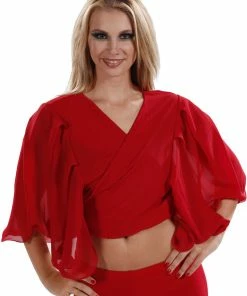 Miss Belly Dance Belly Dance Lycra And Chiffon Bell Sleeve Top | SHEER HAREM TOP