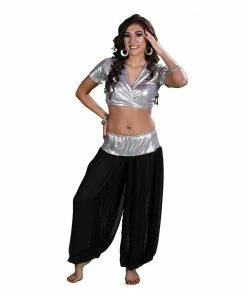 Miss Belly Dance Belly Dance Lycra Choli Top With Chiffon Harem Pants Costume Set | BELLY DANCE COSTUMES
