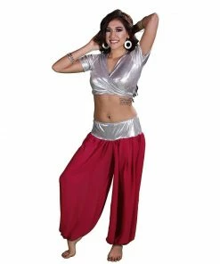Miss Belly Dance Belly Dance Lycra Choli Top With Chiffon Harem Pants Costume Set | BELLY DANCE COSTUMES